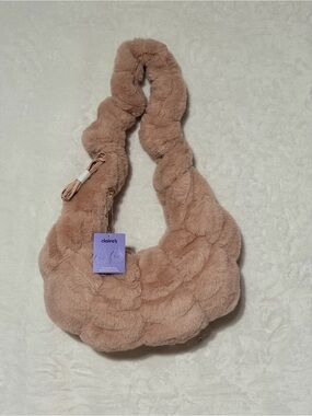 Claire's Plush Faux-Fur Shoulder Bag in Mauve Blush